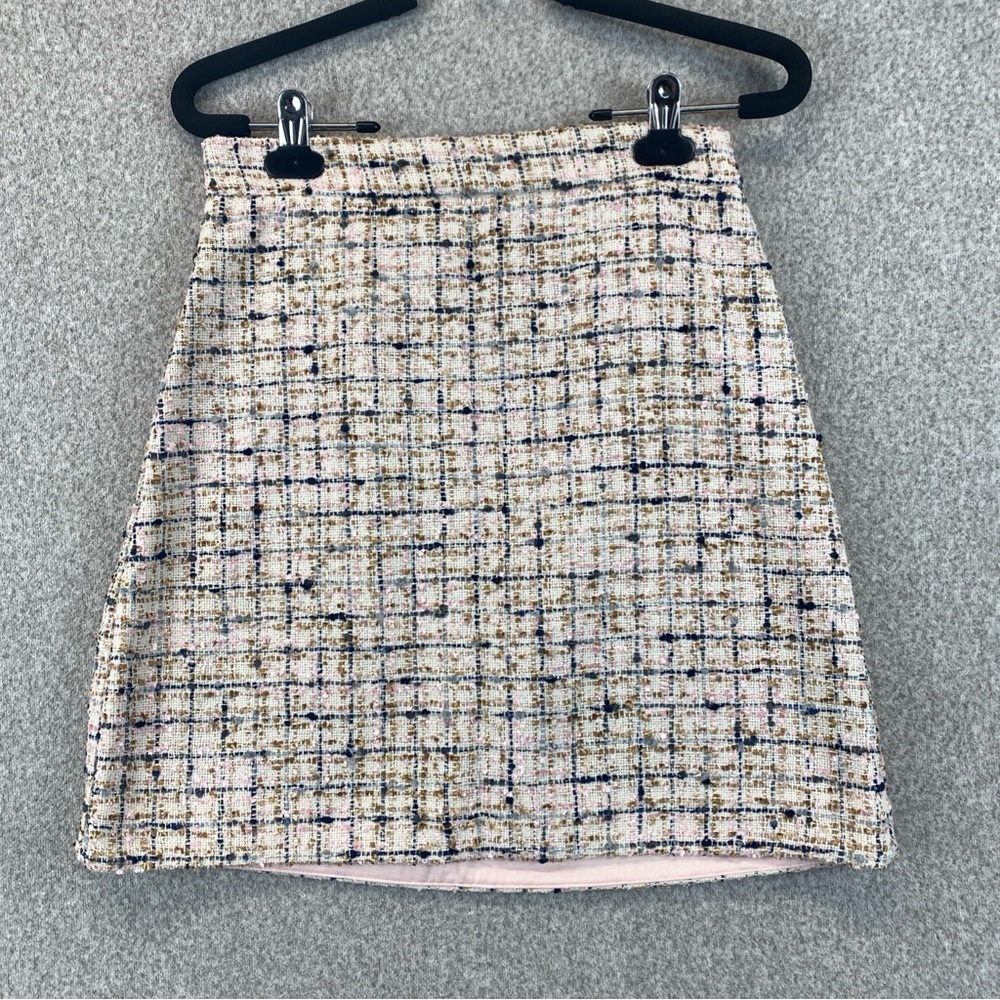 Ann Taylor Black Cream Tweed pencil Skirt Size 0 Petite Professional Classic